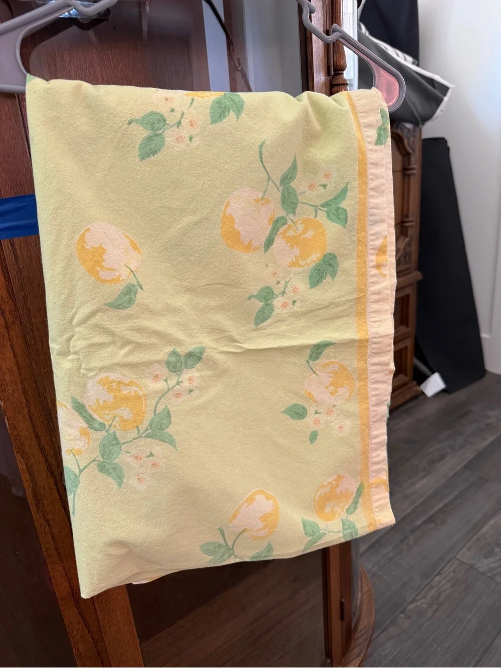 Vintage 1990’s- Yellow Fruit Print Rectangular Tablecloth